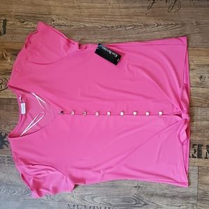 Kim Rogers, pink pop, short sleeve top size petite medium, NWT